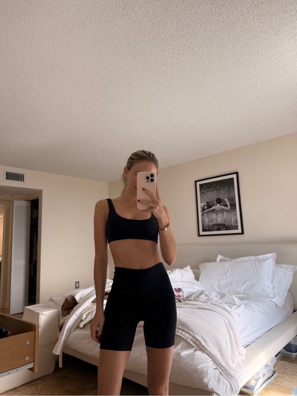 TNA Black Seamless Sports Bralette & High-Waist Bike Shorts